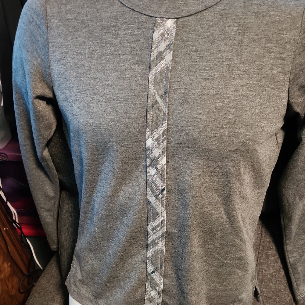 Chelli Gray Girls Size 18  Shirt with Patterned Accent